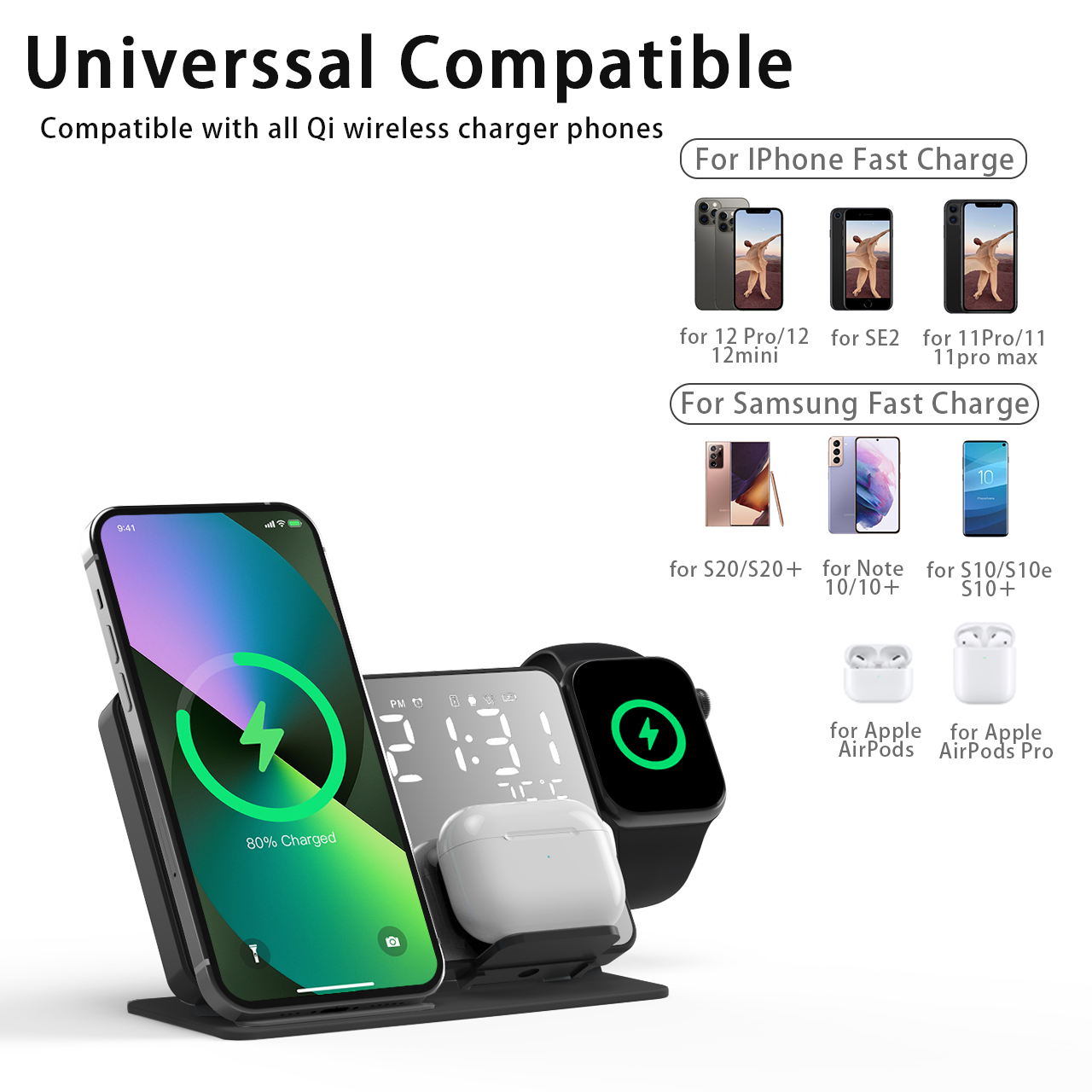 3 in 1 Wireless Charger For iP - Smartwatch Ac recension och pris