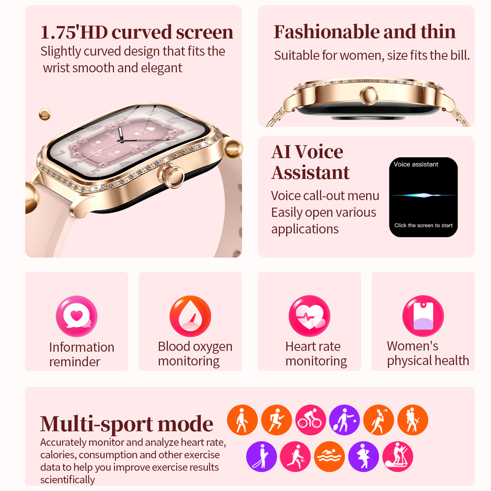 2026 New Fashion Women Diamond - Smartwatch Faces recension och pris