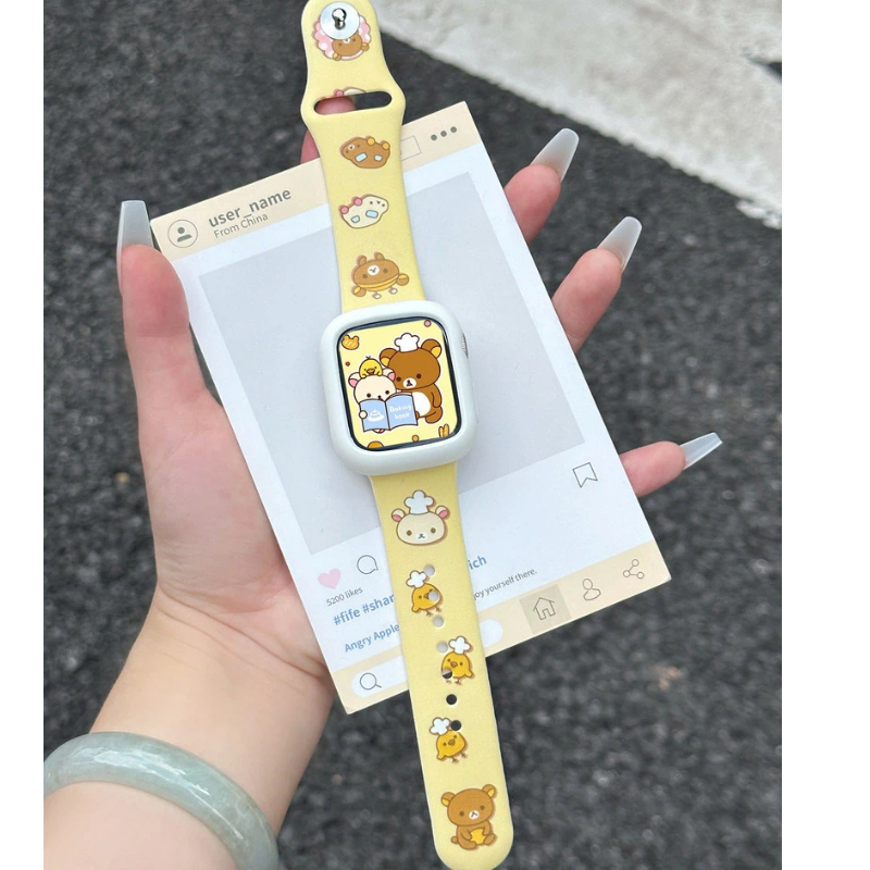 Cute Rilakkuma Print Silicone  - Silicone Band Replacement recension och pris
