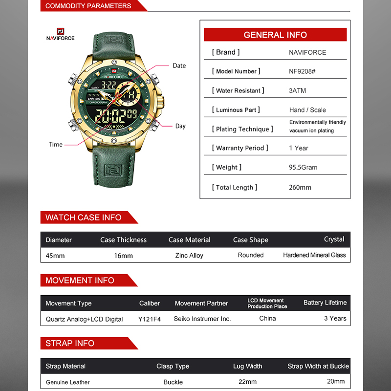 NAVIFORCE Luxury Men Quartz Wa - Smartwatch Guess recension och pris