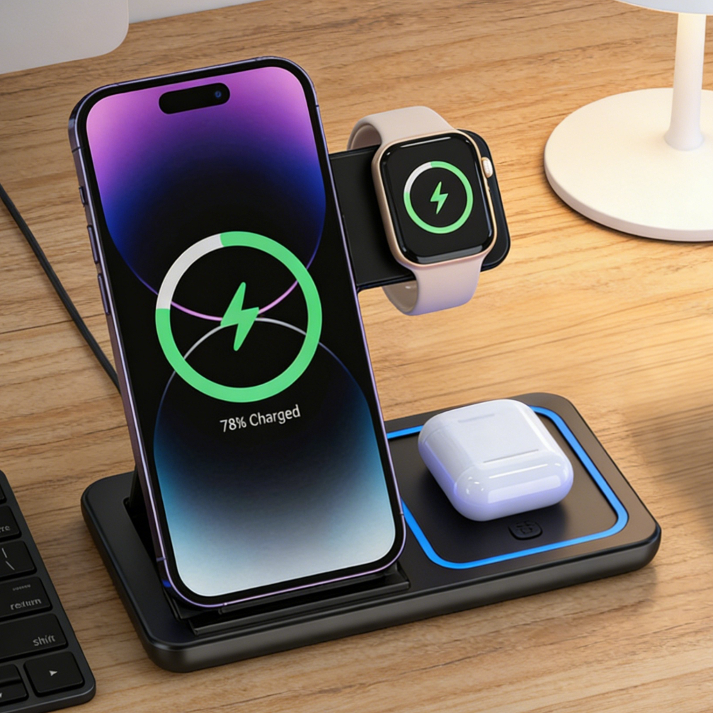 Foldable 3 in 1 Wireless Charg - Smartwatch Ac recension och pris