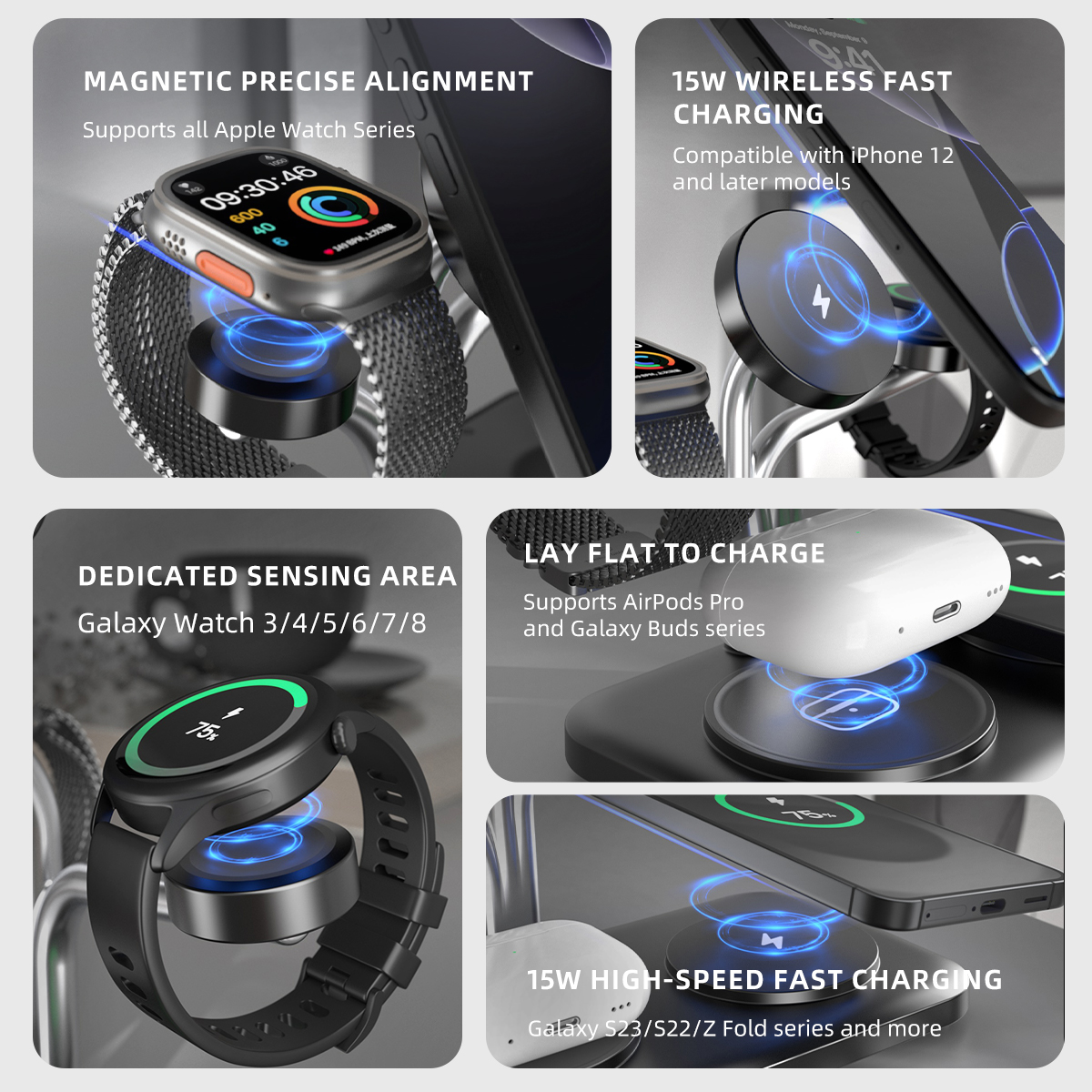 5 IN 1 Magnetic Wireless Charg - Smartwatch Ac recension och pris