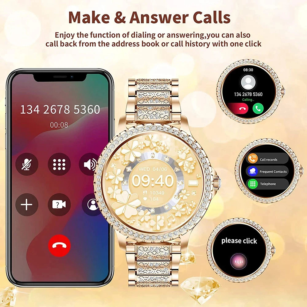 Fashion Luxury Gold Women Smar - Smartwatch Faces recension och pris